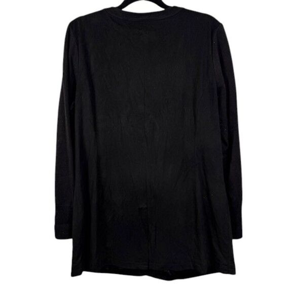 H by Halston Faux Suede Jacket w/ Sweater Knit Sleeves Black Zip Front Size 14 - Picture 6 of 14